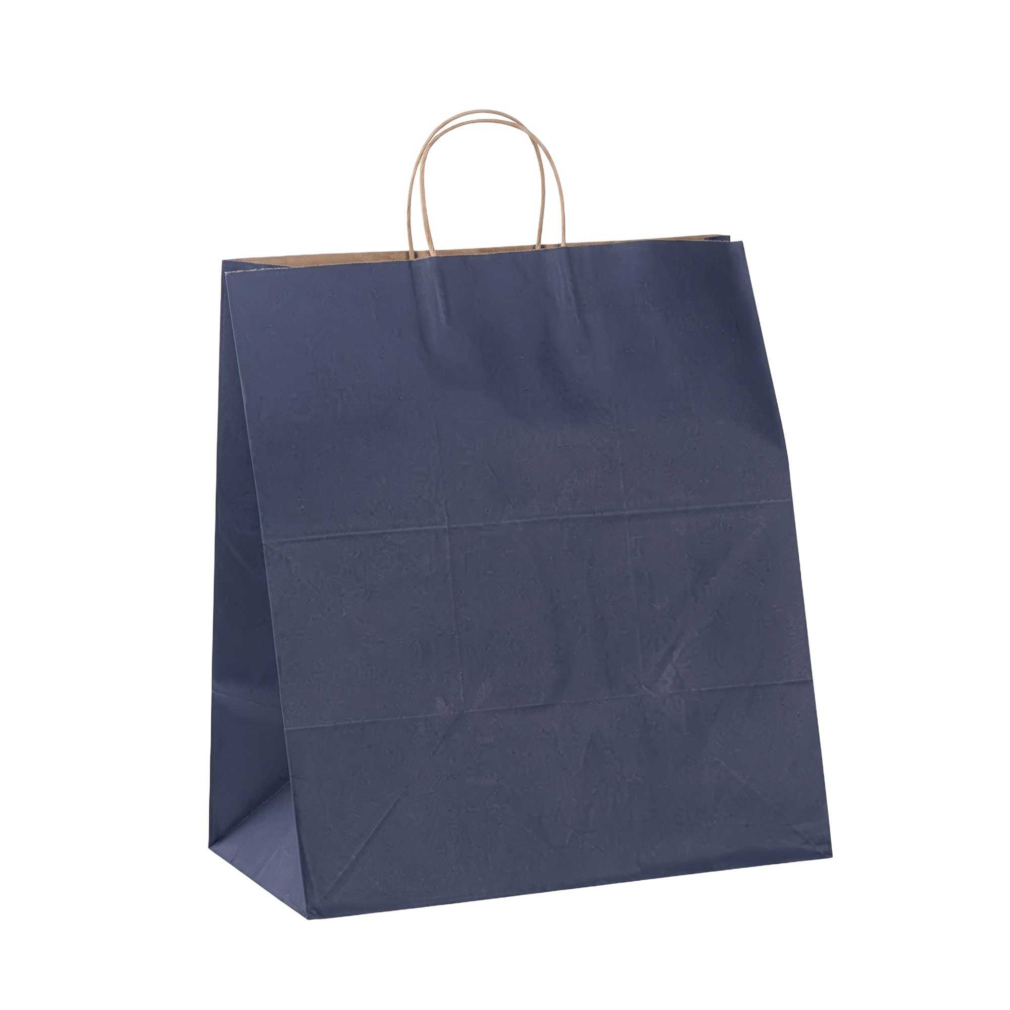 Saving Nature Dark Blue Paper Large Retail Bag - with Handles - 16" x 9 3/4" x 17 1/4" - 100 count box