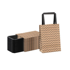 Saving Nature Kraft Paper Small Retail Bag - Black Zig Zag, with Handles - 6