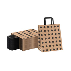 Saving Nature Kraft Paper Medium Retail Bag - Black Polka Dot, with Handles - 10