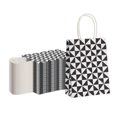 Vogue White Paper Small Shopping Bag - Black Geo Print, with Handles - 6