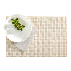 Amalfi Basketweave White Pearl Vinyl Woven Placemat - 16