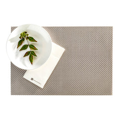 Amalfi Basketweave Metallic Silver Vinyl Woven Placemat - 16