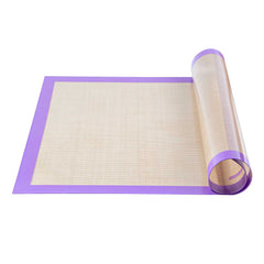 Pastry Tek Rectangle Tan and Purple Silicone Full Size Baking Mat - Allergen Safe, Color-Coded - 15 3/4