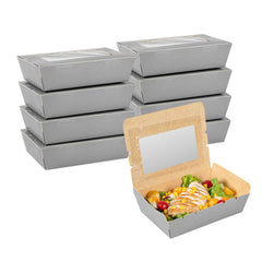 Cafe Vision 42 oz Gray Paper Take Out Container - Hinge Lock - 8