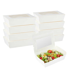 Cafe Vision 42 oz White Paper Medium Take Out Container - Hinge Lock - 8