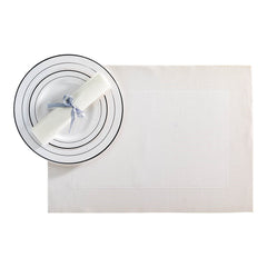 Geneva Frame Bright White Vinyl Woven Placemat - 16