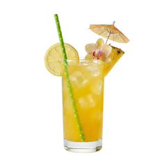 Bev Tek Lime Green Paper Straw - Polka Dots, Biodegradable, 6mm - 7 3/4