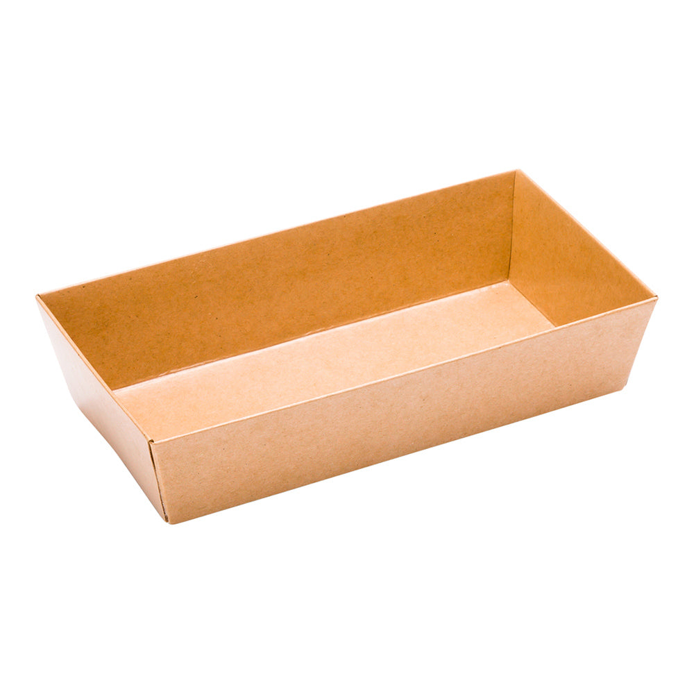 Matsuri Vision Rectangle Kraft Paper Medium Sushi Container - 5 1/2" x 2 3/4" x 1 1/2" - 100 count box