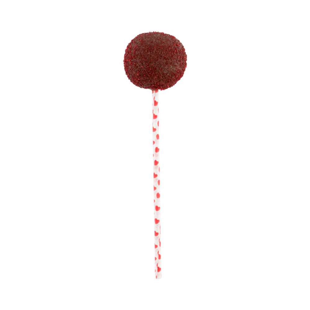 Pastry Tek Red Hearts Paper Cake Pop and Lollipop Stick - Biodegradable - 6" x 5/32" - 100 count box
