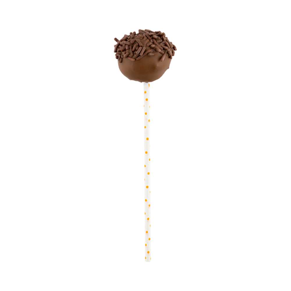 Pastry Tek Orange Paper Cake Pop and Lollipop Stick - Polka Dots, Biodegradable - 6" x 5/32" - 100 count box