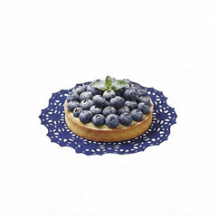 Pastry Tek Round Navy Blue Paper Doilies - Lace - 4