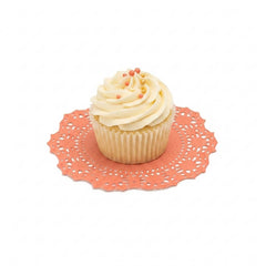 Pastry Tek Round Coral Paper Doilies - Lace - 4