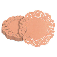 Pastry Tek Round Coral Paper Doilies - Lace - 4