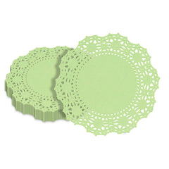 Pastry Tek Round Green Paper Doilies - Lace - 4