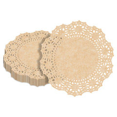 Pastry Tek Round Kraft Paper Doilies - Lace - 4