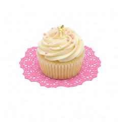 Pastry Tek Round Pink Paper Doilies - Lace - 4