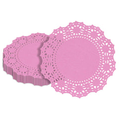 Pastry Tek Round Pink Paper Doilies - Lace - 4