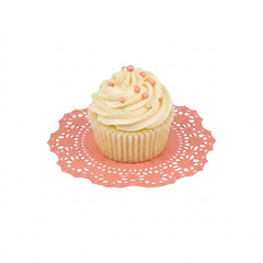 Pastry Tek Round Red Paper Doilies - Lace - 4