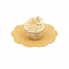Pastry Tek Round Orange Paper Doilies - Lace - 4