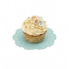 Pastry Tek Round Teal Paper Doilies - Lace - 4