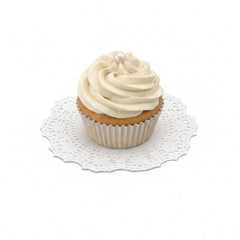 Pastry Tek Round White Paper Doilies - Lace - 4