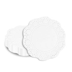 Pastry Tek Round White Paper Doilies - Lace - 4