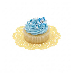 Pastry Tek Round Yellow Paper Doilies - Lace - 4