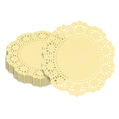 Pastry Tek Round Yellow Paper Doilies - Lace - 4