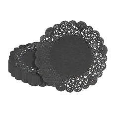 Pastry Tek Round Black Paper Doilies - Lace - 6