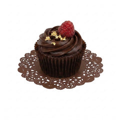 Pastry Tek Round Brown Paper Doilies - Lace - 6
