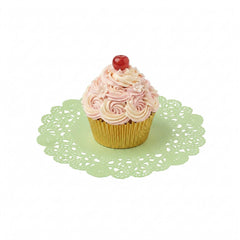 Pastry Tek Round Green Paper Doilies - Lace - 6