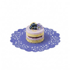 Pastry Tek Round Purple Paper Doilies - Lace - 6
