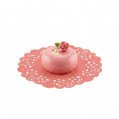 Pastry Tek Round Red Paper Doilies - Lace - 6