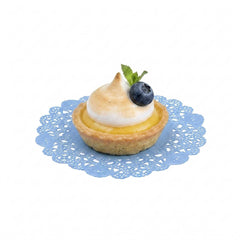Pastry Tek Round Sky Blue Paper Doilies - Lace - 6