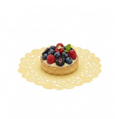 Pastry Tek Round Yellow Paper Doilies - Lace - 6