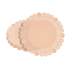 Pastry Tek Round Coral Paper Doilies - Lace - 12