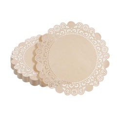 Pastry Tek Round Kraft Paper Doilies - Lace - 12