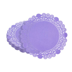 Pastry Tek Round Purple Paper Doilies - Lace - 12