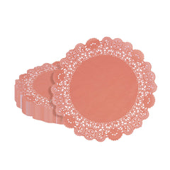 Pastry Tek Round Red Paper Doilies - Lace - 12