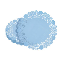 Pastry Tek Round Sky Blue Paper Doilies - Lace - 12