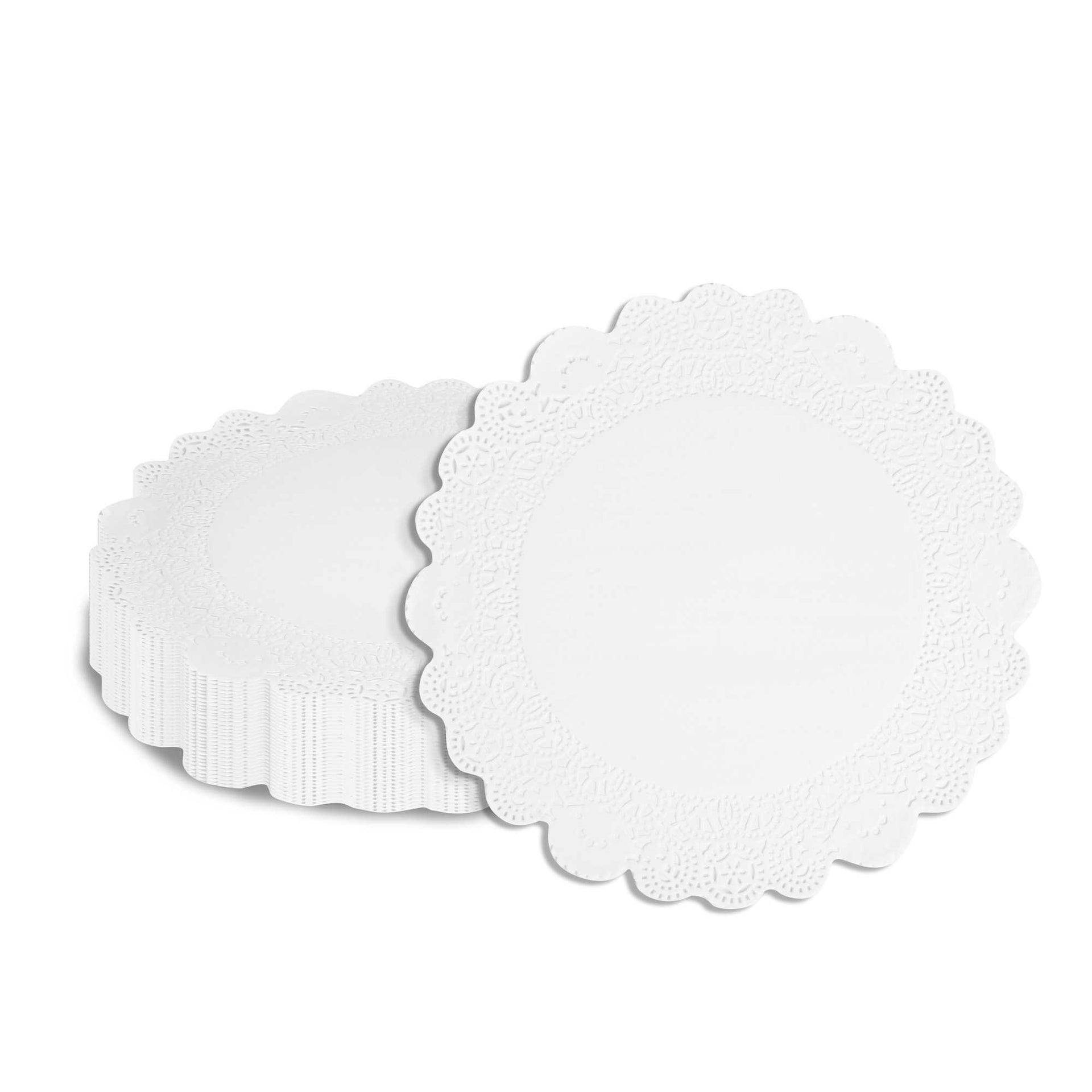 Pastry Tek Round White Paper Doilies - Lace - 12" x 12" - 4000 count box