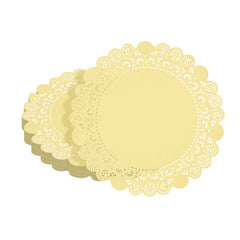 Pastry Tek Round Yellow Paper Doilies - Lace - 12