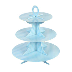 Pastry Tek Turquoise Cardboard Cupcake Stand - 3-Tier, White Polka Dots - 13 1/2