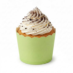 Panificio 3 oz Round Eco Green Paper Mini Baking Cup - Scalloped - 2 1/2