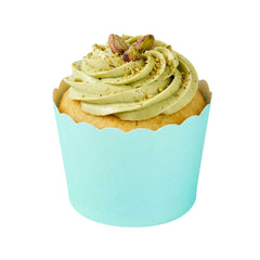 Panificio 3 oz Round Turquoise Paper Mini Baking Cup - Scalloped - 2 1/2