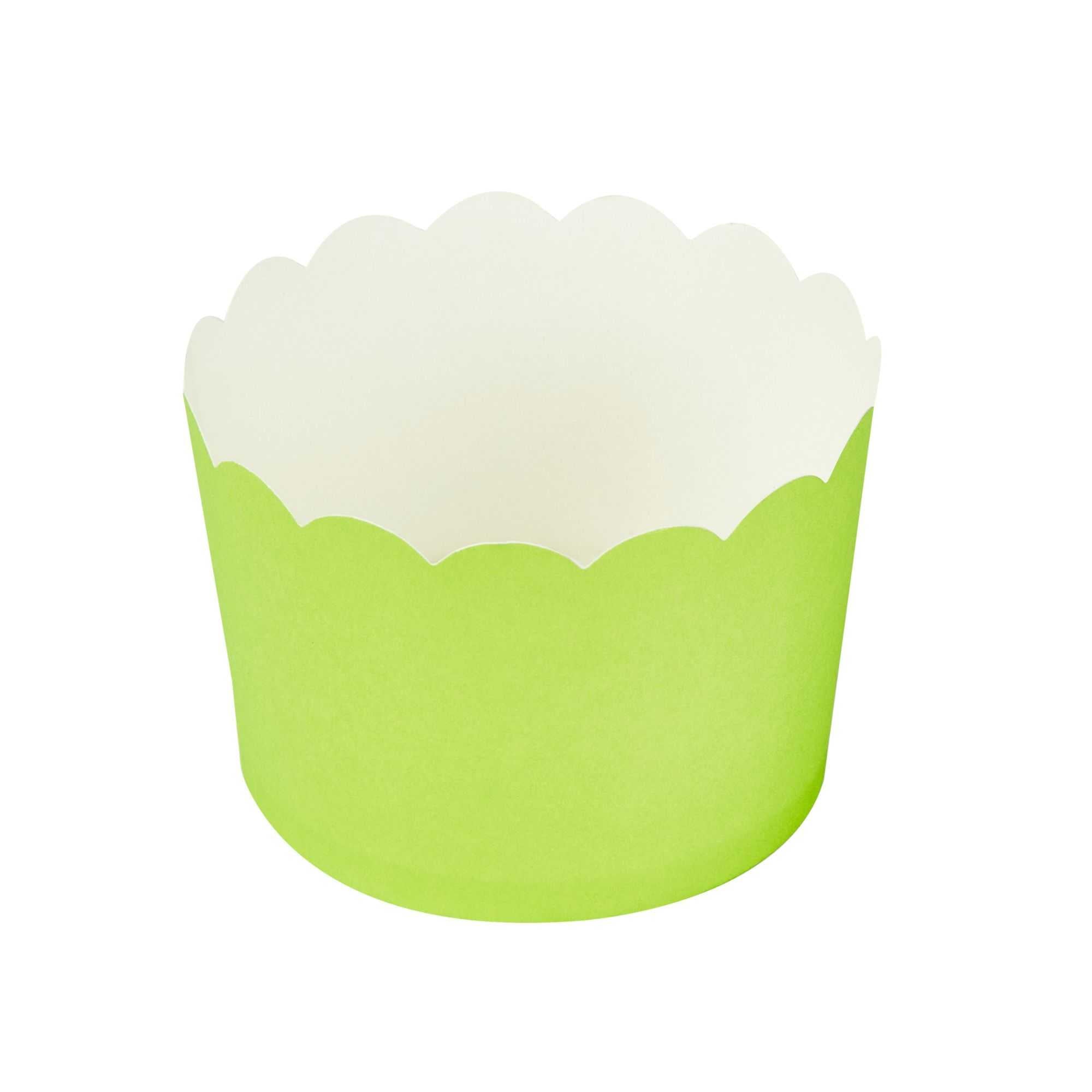 Panificio 10 oz Round Eco Green Paper Jumbo Baking Cup - Scalloped - 3 1/2" x 3 1/2" x 2 1/2" - 200 count box