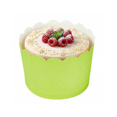 Panificio 10 oz Round Eco Green Paper Jumbo Baking Cup - Scalloped - 3 1/2