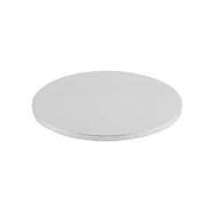Pastry Tek Round Metallic Silver Cardboard Cake Drum Board - Covered Edge - 12