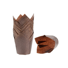 Panificio 4 oz Brown Paper Tulip Baking Cup - Greaseproof - 3 1/2