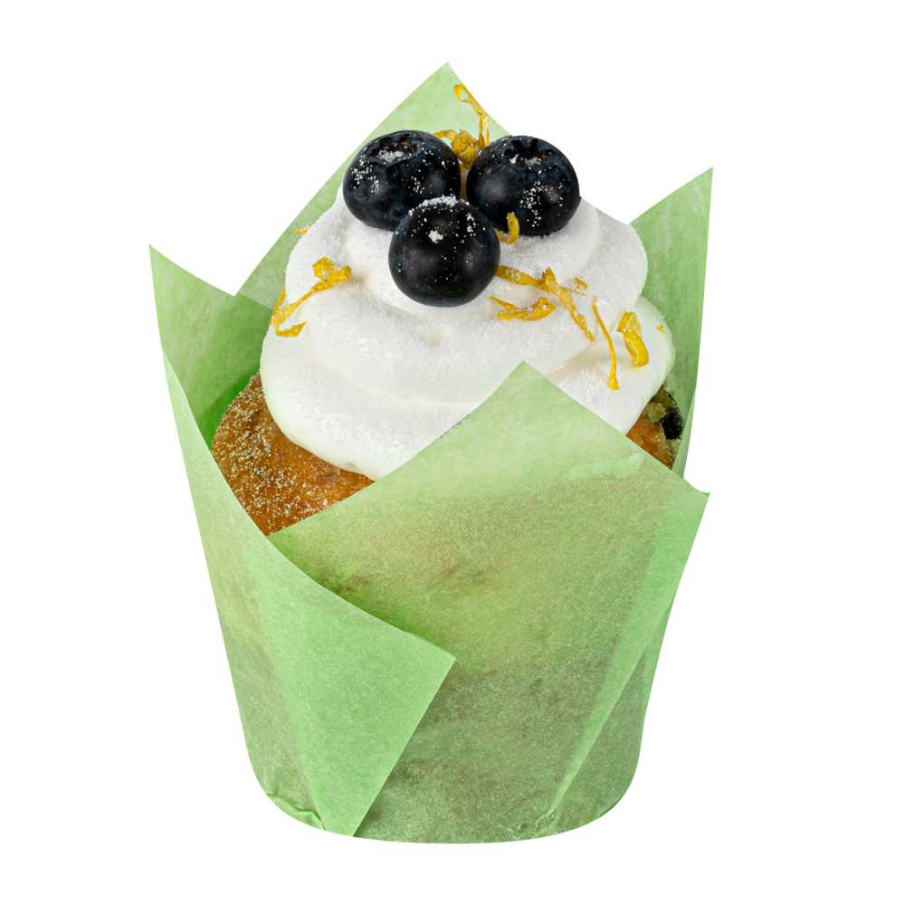Panificio 4 oz Green Paper Tulip Baking Cup - Greaseproof - 3 1/2" x 3 1/2" x 3 1/2" - 200 count box